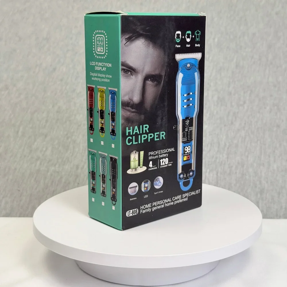 KAHL LT-808 Professional Hair Clipper Cordless LED Display Blue Face Hair Body